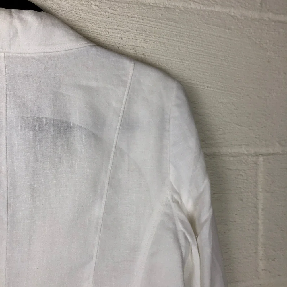 Talbots Womens Classic Linen Blazer Size 6 White Breathable Summer Work Office - Picture 3 of 14